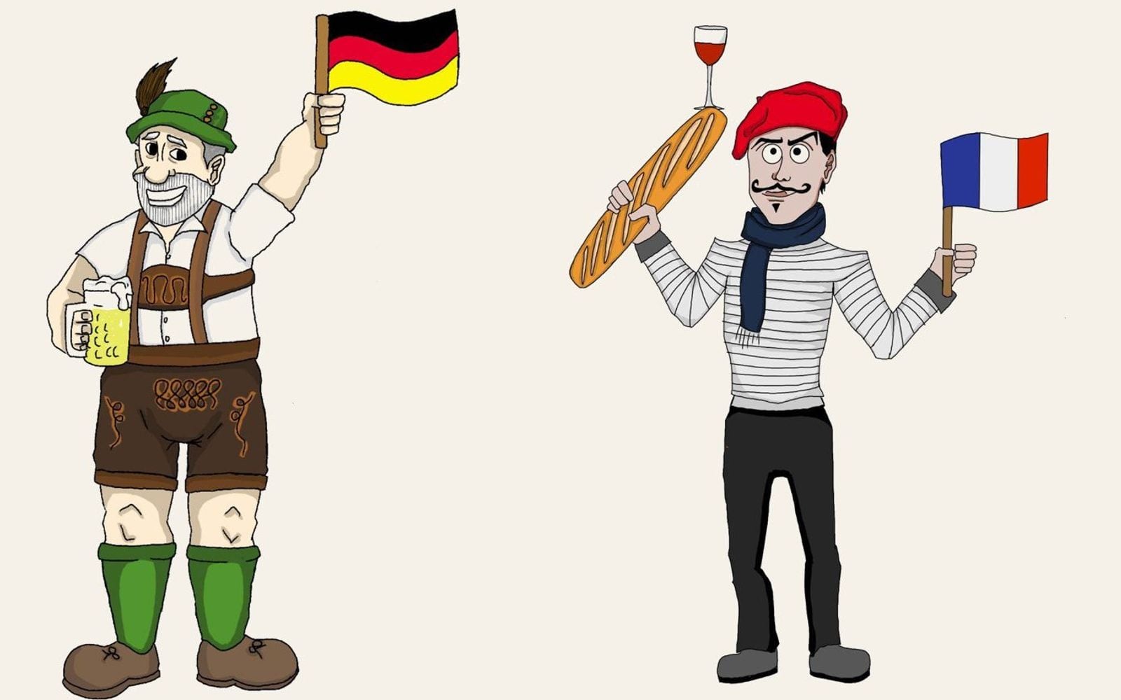 Typický Nemec a symboly Francúzov
